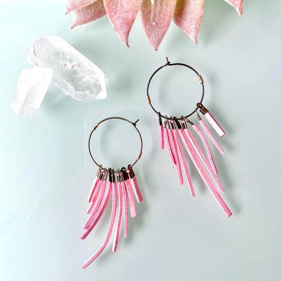 Suede Fringe Earrings - Picture 1 of 6